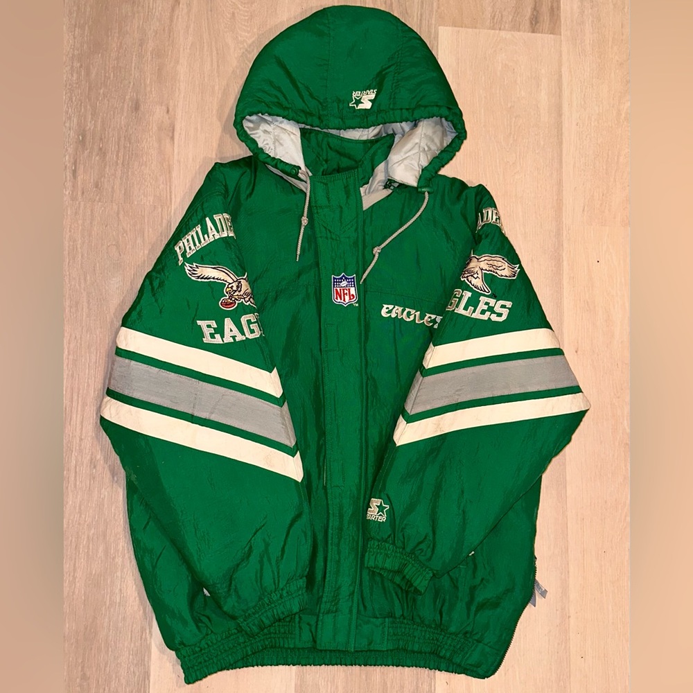 Philadelphia Eagles Throwback Starter Jacket — Kelly Green